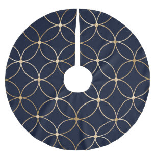 Vintage Geometric: Gold Blue Abstract Brushed Polyester Tree Skirt