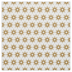 Vintage Geometric Gold Starburst Pattern Fabric