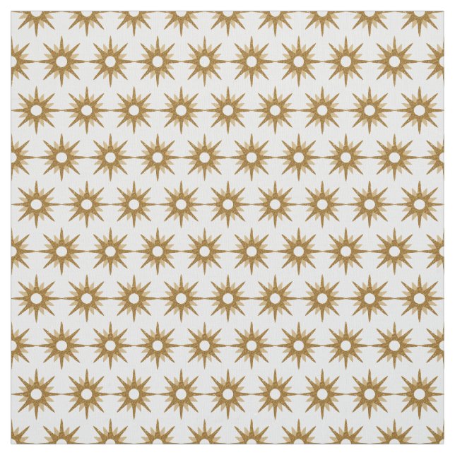 Vintage Geometric Gold Starburst Pattern Fabric (Swatch)