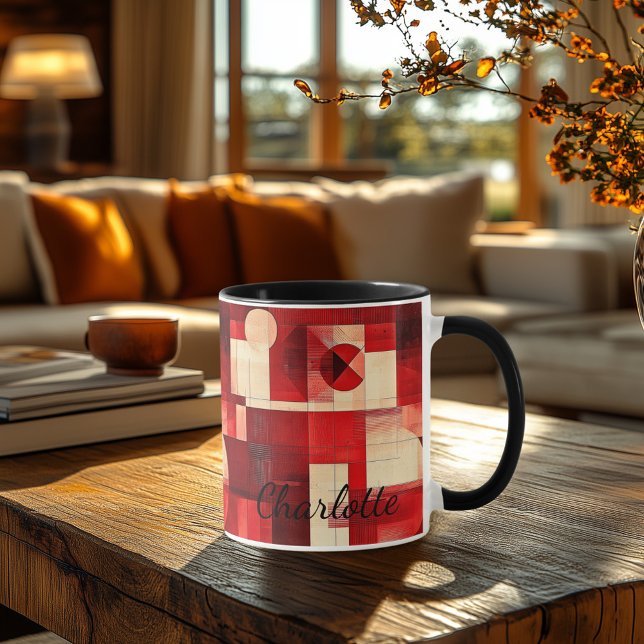 Vintage Geometric Mug - Personalised Red Abstract  (Creator Uploaded)