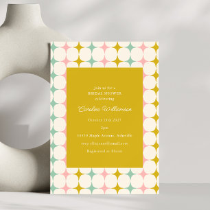 Vintage Geometric Pastel MCM Stars Bridal Shower Invitation