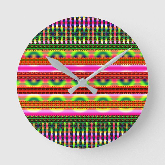 Vintage Geometric Pastel Motif  Round Clock (Front)