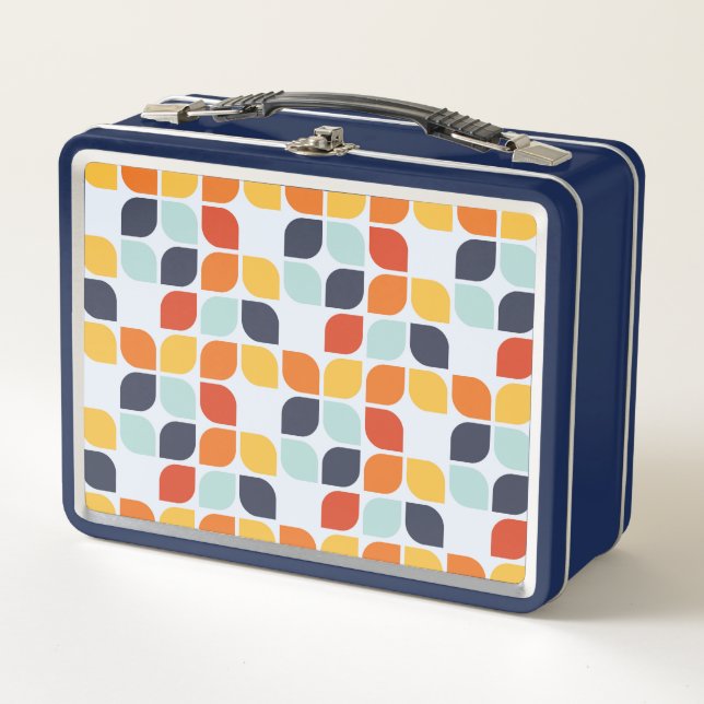 Vintage Geometric Pattern Metal Lunch Box (Front)
