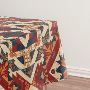 vintage Geometric Quilt Block Art Pattern Tablecloth