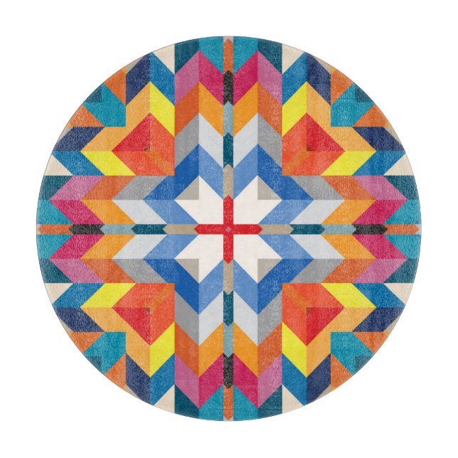 Vintage Geometric: Scandinavian Colour Blocks Cutting Board (Front)
