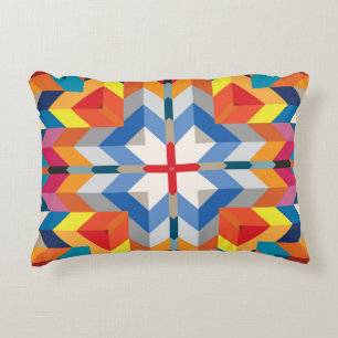 Vintage Geometric: Scandinavian Colour Blocks Decorative Cushion