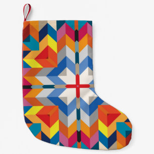 Vintage Geometric: Scandinavian Colour Blocks Small Christmas Stocking