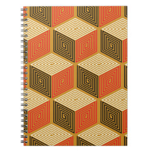 vintage geometric seamless pattern with cubes in r notebook
