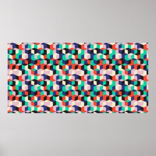 vintage geometric seamless pattern with diamond sh poster
