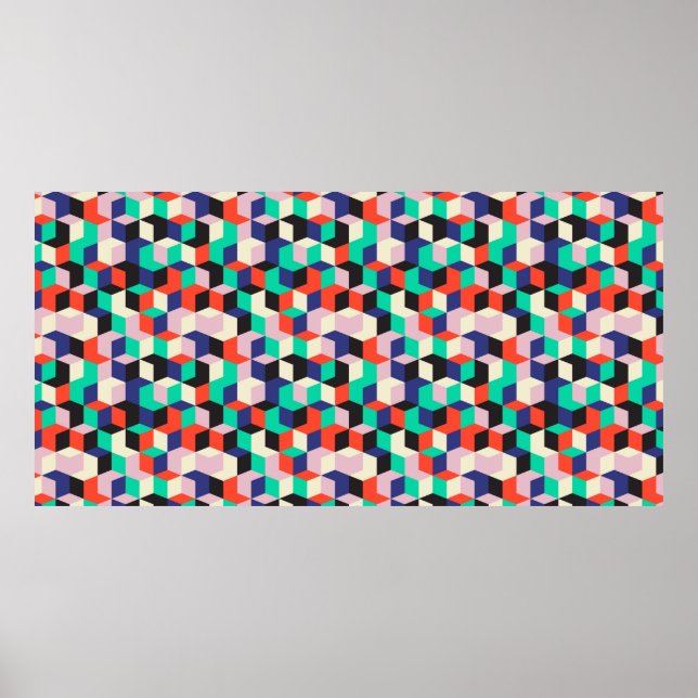 vintage geometric seamless pattern with diamond sh poster (Front)