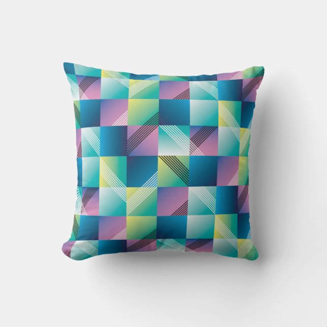 Vintage Geometric Squares: Abstract Pattern Cushion (Front)