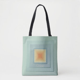 Vintage Geometric Squares (light blue & yellow) Tote Bag