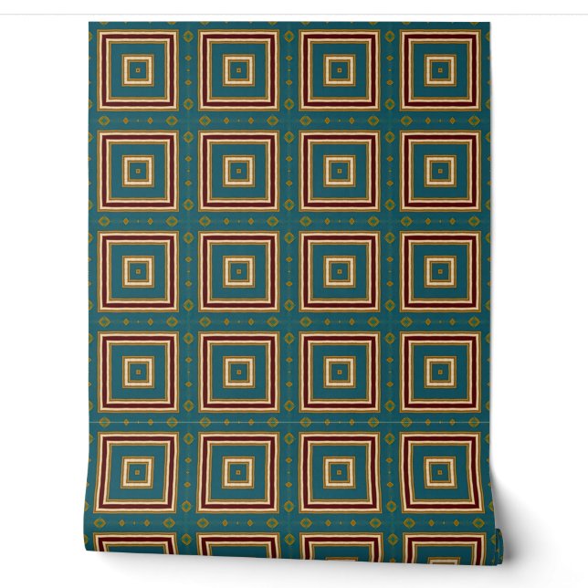 Vintage Geometric Squares Wallpaper (Unrolling)