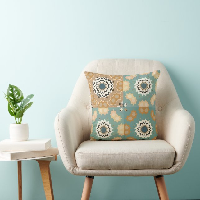 Vintage Geometric Star Pattern Cushion (Chair)