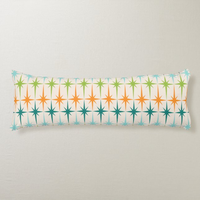 Vintage Geometric Starbursts Body Pillow (Front)