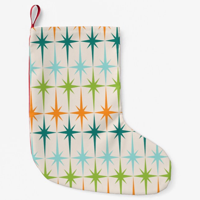 Vintage Geometric Starbursts Christmas Stocking (Front)