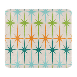 Vintage Geometric Starbursts Glass Cutting Board