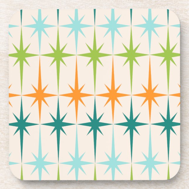 Vintage Geometric Starbursts Hard Plastic Coasters (Front)