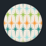Vintage Geometric Starbursts Magnet<br><div class="desc">Vintage. Geometrics. Starbursts. If you love any of those words, this retro Vintage Geometric Starbursts Magnet is for you. This mid century modern design features a cream background with rows of turquoise, lime green, orange, and teal starbursts. This mod design pairs beautifully with Strange Little Onion’s Retro Atomic Mobile Pattern...</div>