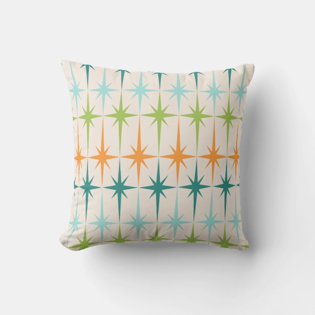 Vintage Geometric Starbursts Outdoor Pillow (Front)