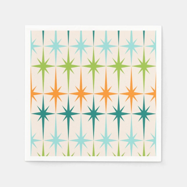 Vintage Geometric Starbursts Paper Napkins (Front)