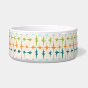 Vintage Geometric Starbursts Pet Bowl