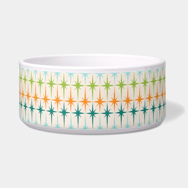 Vintage Geometric Starbursts Pet Bowl (Front)