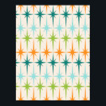 Vintage Geometric Starbursts Poster<br><div class="desc">Vintage. Geometrics. Starbursts. If you love any of those words, this retro Vintage Geometric Starbursts Poster is for you. This mid century modern design features a cream background with rows of turquoise, lime green, orange, and teal starbursts. This mod design pairs beautifully with Strange Little Onion’s Retro Atomic Mobile Pattern...</div>