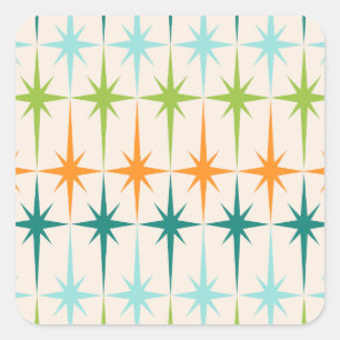 Vintage Geometric Starbursts Square Stickers