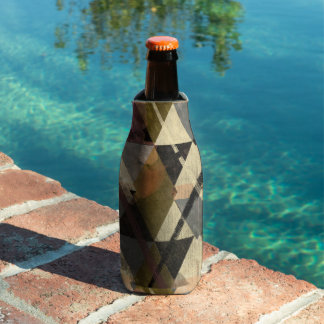 "Vintage Geometric Texture – Abstract Triangle Bottle Cooler