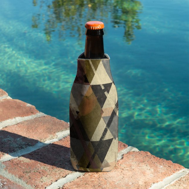 "Vintage Geometric Texture – Abstract Triangle  Bottle Cooler (In Situ Pool)