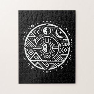 Vintage Geometric Tribal art Jigsaw Puzzle