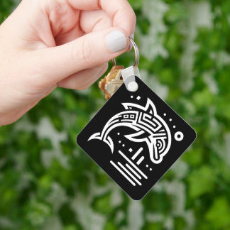 Vintage Geometric Tribal art Key Ring