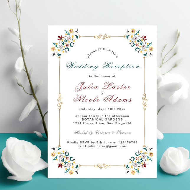 Vintage Geometry Classical Motif Wedding Reception Invitation (Creator Uploaded)