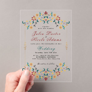 Vintage Geometry Intricate Classical Motif Wedding Acrylic Invitations