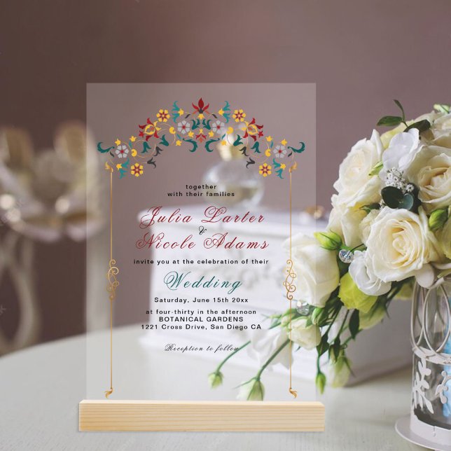 Vintage Geometry Intricate Classical Motif Wedding Acrylic Invitations (Creator Uploaded)