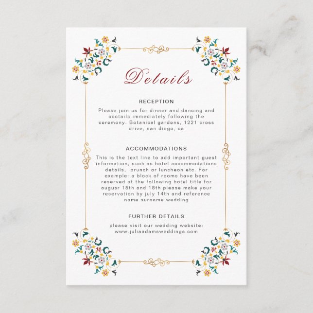 Vintage Geometry Intricate Classical Motif Wedding Enclosure Card (Front)