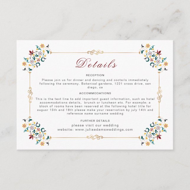 Vintage Geometry Intricate Classical Motif Wedding Enclosure Card (Front)