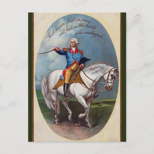 Vintage George Washington on Horseback Postcard (Front)