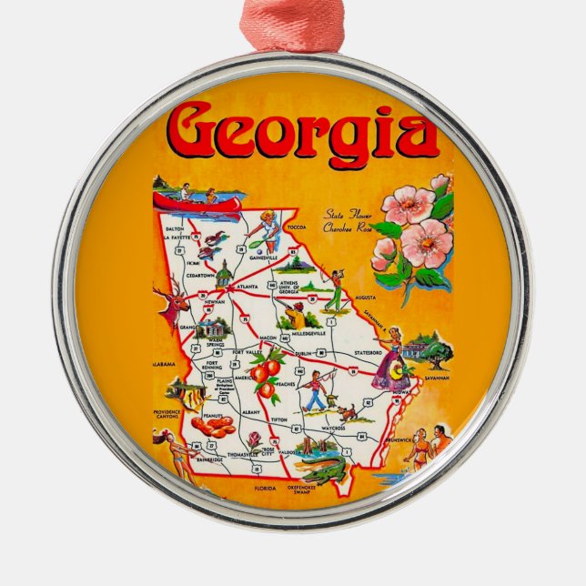 Vintage Georgia Map Ornament (Front)