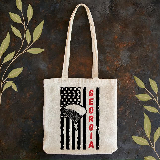 Vintage Georgia Paragliding Skydiving Parachuting Tote Bag (Creator Uploaded)