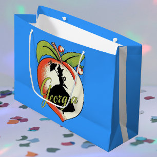 Vintage Georgia Peach Silhouette Southern Bell Large Gift Bag