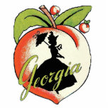 Vintage Georgia Peach Silhouette Southern Bell Standing Photo Sculpture<br><div class="desc">This is a vintage image of a Georgia peach with a black silhouette of a Southern bell lady holding her parasol.  See my store Art by MAR for matching products with this design.</div>
