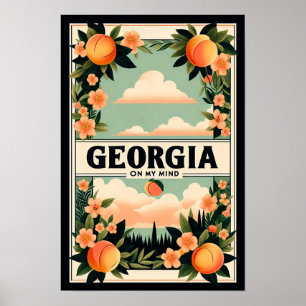 Vintage Georgia Peach Travel Poster
