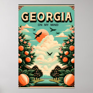 Vintage Georgia Peach Travel Poster
