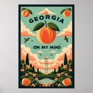 Vintage Georgia Peach Travel Poster
