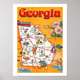 Vintage Georgia Postcard 12x16 Print