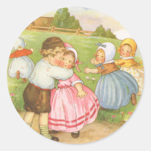 Vintage Georgie Porgie Mother Goose Nursery Rhymes Classic Round Sticker