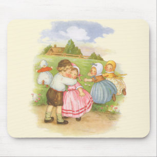 Vintage Georgie Porgie Mother Goose Nursery Rhymes Mouse Mat