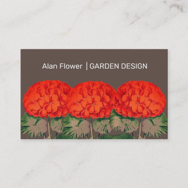 Vintage Geranium Trio  - bold floral  Business Card (Front)